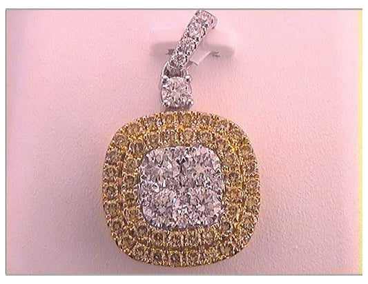 18kt White Gold 1 5/8ctw Diamond Gift Yellow  Diamond Pendant