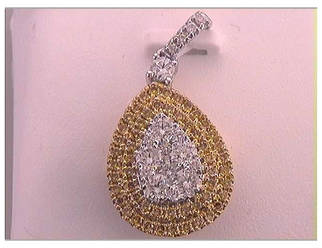 18kt White Gold 1 Ctw Diamond Gift Yellow Diamond   Pendant