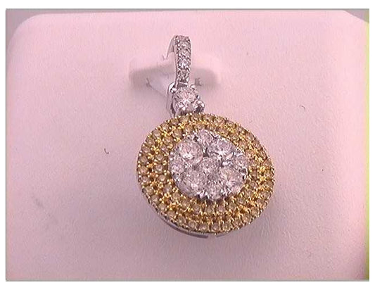 18kt White Gold 3/4ctw Diamond Gift Yellow  Diamond Pendant