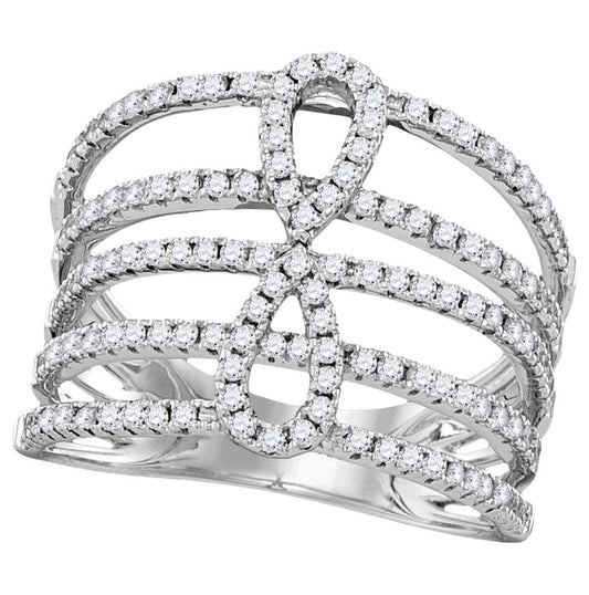 18kt White Gold 18kt White Gold Womens Round Diamond Infinity Strand Open Band 3/4 Cttw