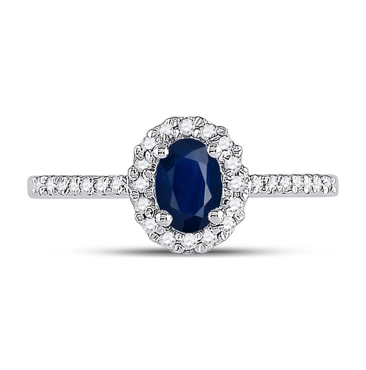 10K White Gold Womens Oval Synthetic Blue Sapphire Solitaire Ring 3/4 Cttw, Womens Size: 5-10