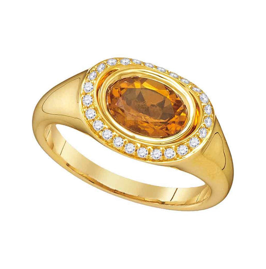 14kt Yellow Gold Womens Oval Citrine Oval Ring 1-1/5 Cttw