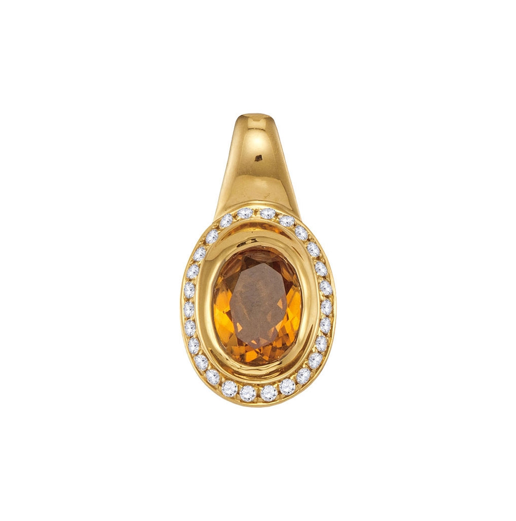 14kt Yellow Gold 1/6ctw Diamond 1 (min)ct Citrine Pendant