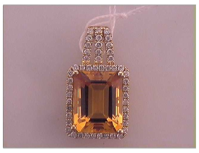 14kt Yellow Gold 1/4ctw Diamond 2  1/2(min)ct Citrine Natural Gem Pendant