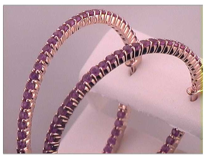 14kt Rose Gold 2  7/8ctw Diamond Pink Sapphire Hoops Earrings