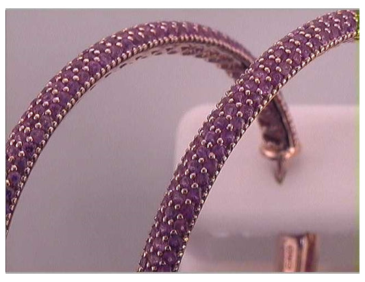 14kt Rose Gold 8.80ctw Diamond Pink Sapphire Hoops Earrings