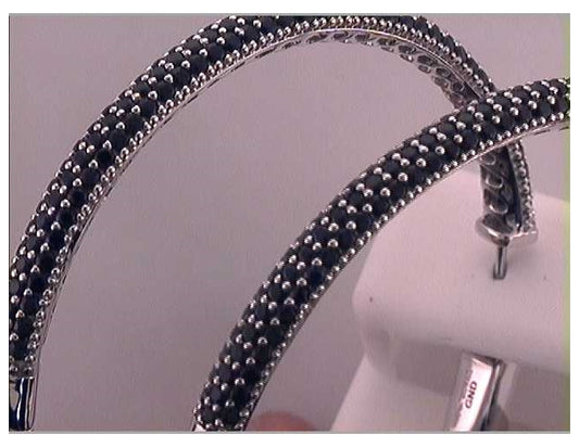 14kt White Gold 9.65ctw Diamond Black Sapphire Hoop Earring