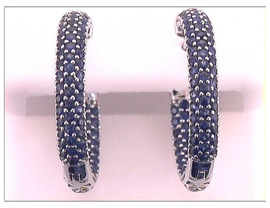 14kt White Gold 3 1/5ctw Diamond Sapphire Hoops Earrings