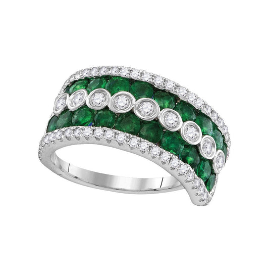 18kt White Gold 5/8ctw Diamond 1 3/4ct-emerald Ring