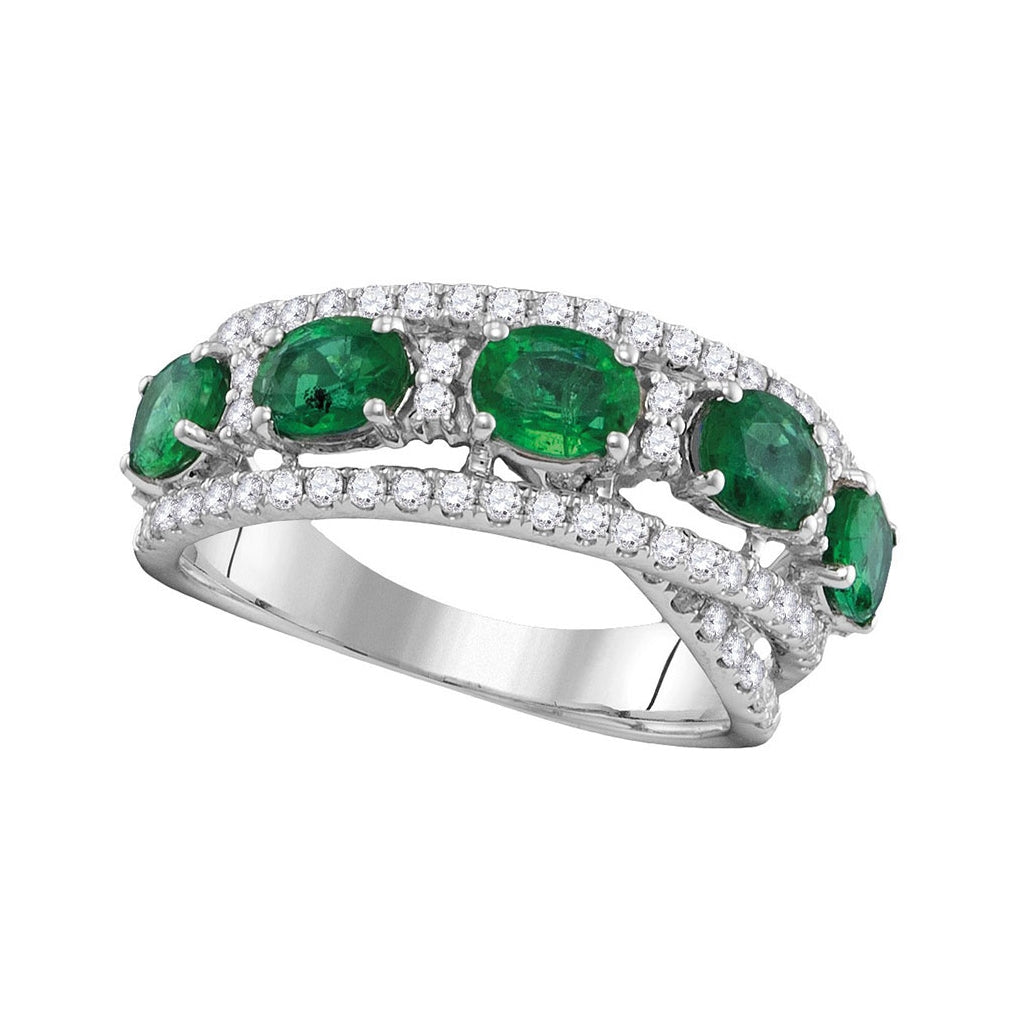 18kt White Gold 5/8ctw Diamond 1 1/2ct-emerald Ring