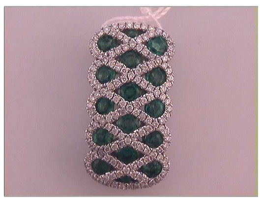 18kt White Gold 3/8ctw Diamond 7/8ct-emerald Pendant