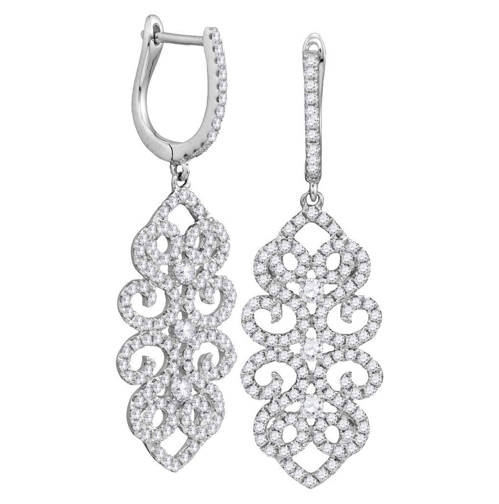 18kt White Gold 1/4ctw Diamond 1 1/5ct-scut Earrings