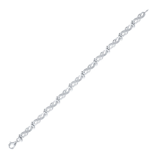 Sterling Silver Womens Round Diamond Infinity Link Bracelet .01 Cttw