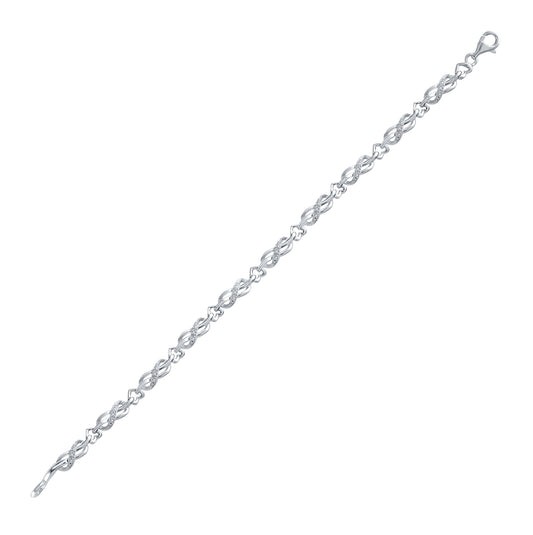 Sterling Silver Womens Round Diamond Infinity Heart Bracelet 1/10 Cttw