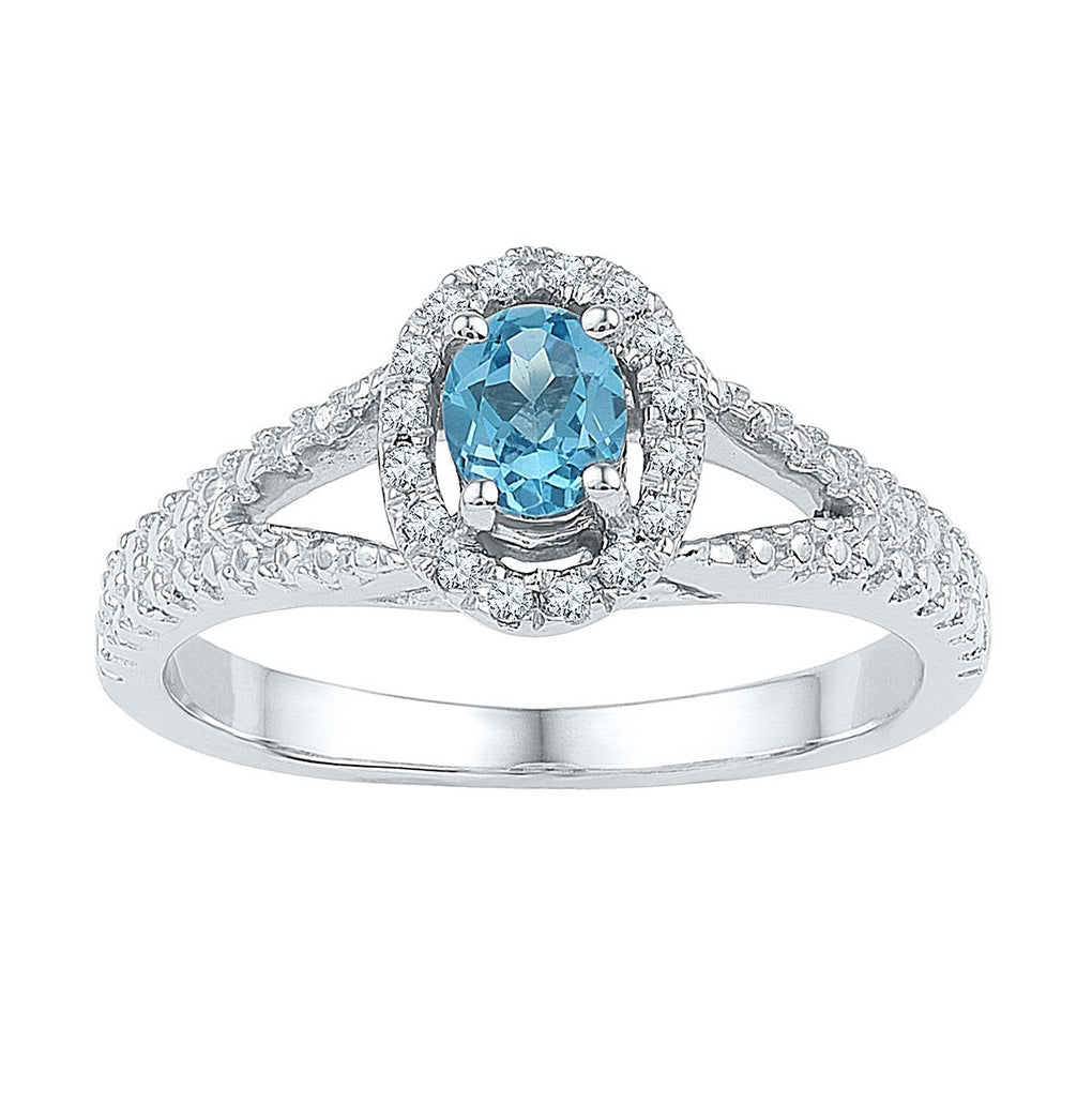 10kt White Gold Womens Oval Lab-created Blue Topaz Solitaire Ring 5/8 Cttw Size 11