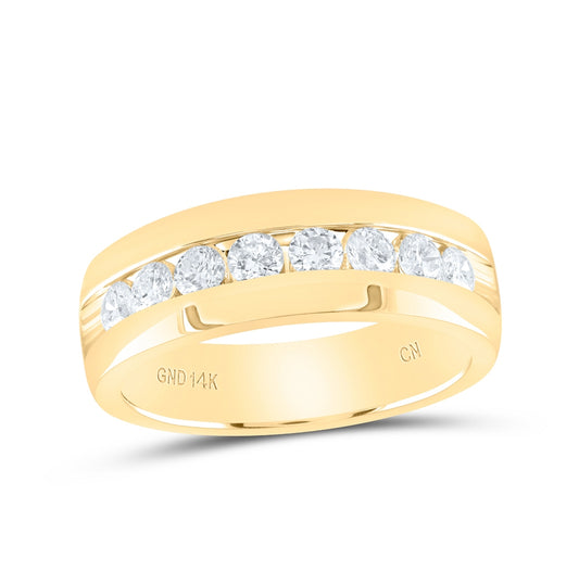 14K Yellow Gold Mens Round Diamond Wedding Band Ring 1 Cttw, Mens Size: 7-13