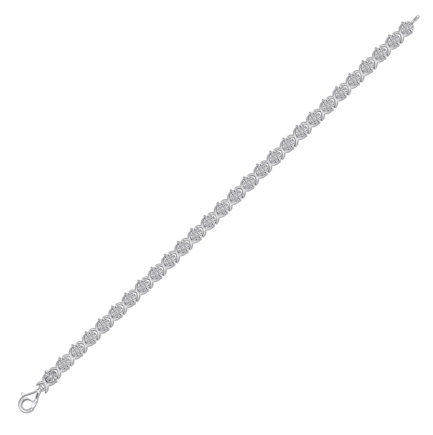 Sterling Silver Womens Round Diamond Fashion Tennis Bracelet 1/3 Cttw