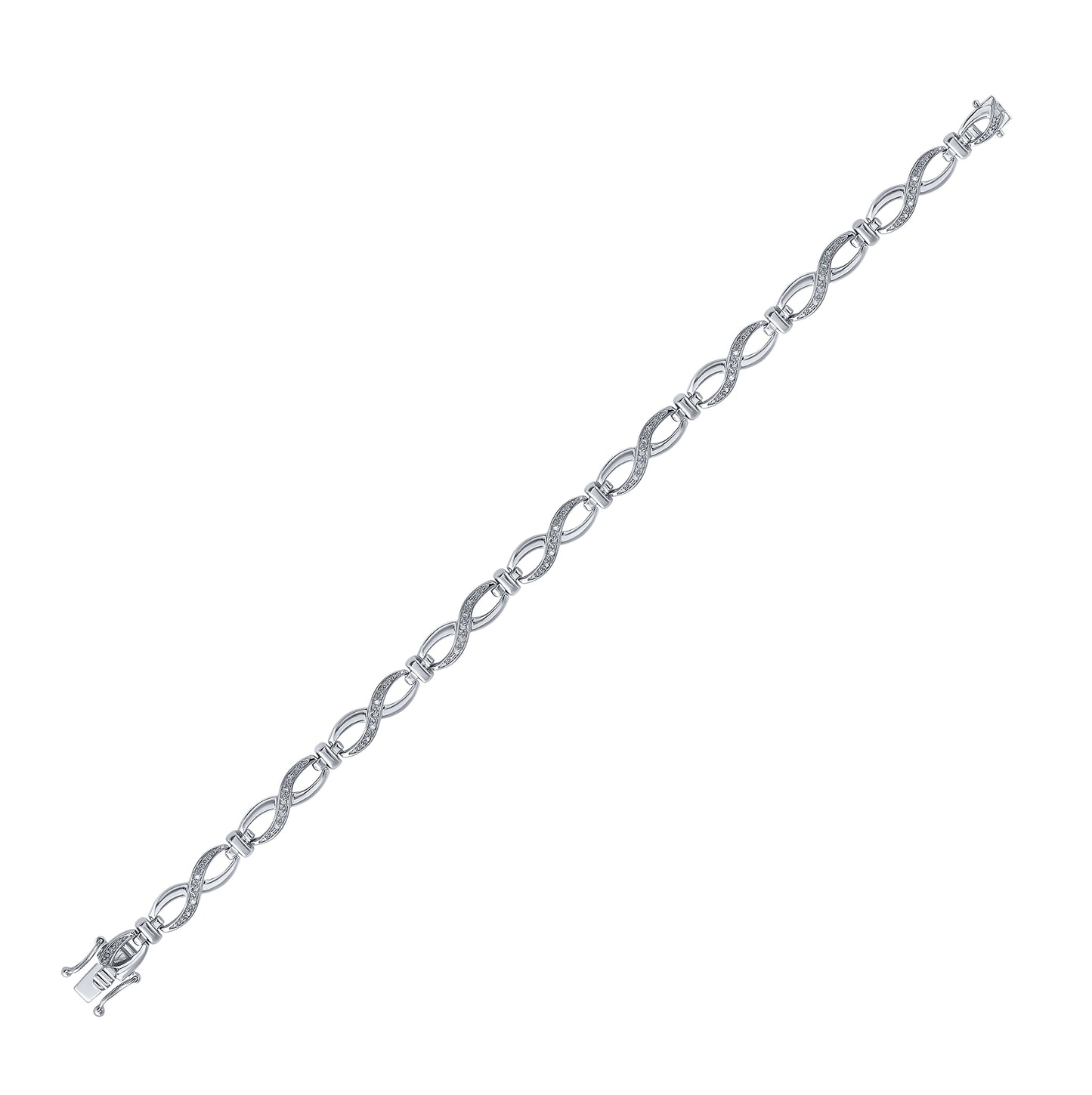 Sterling Silver Women's Round Diamond Infinity Bracelet 1/10ctw