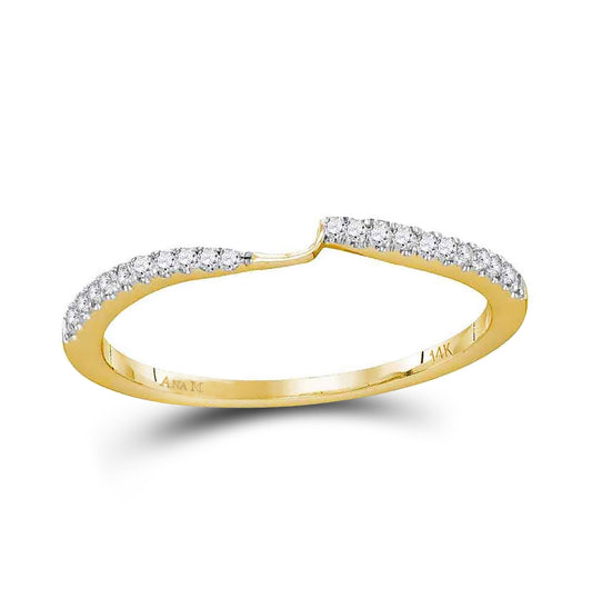 14K Yellow Gold Womens Round Diamond 2-stone Wedding Band 1/8 Cttw, Womens Size: 5-10