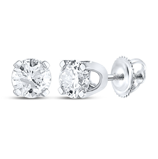 14K White Or Yellow Gold Womens Round Diamond Solitaire Stud Earrings