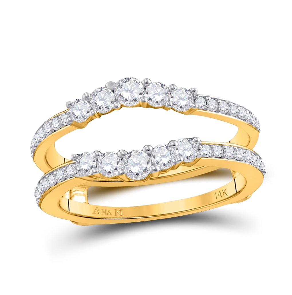 14K Yellow Gold Womens Round Diamond Wedding Wrap Ring Guard Enhancer 3/4 Cttw, Womens Size: 5-10