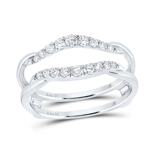 14K White Gold Womens Round Diamond Wrap Ring Guard Enhancer 1/3 Cttw, Womens Size: 5-10