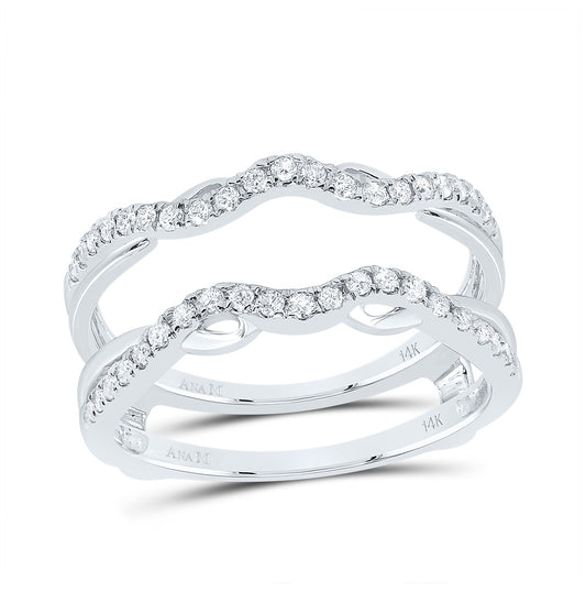 14K White Gold Womens Round Diamond Wrap Ring Guard Enhancer 1/3ctw, Womens Size: 5-10