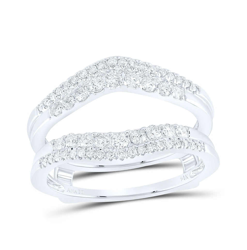 14K White Gold Womens Round Diamond Wrap Ring Guard Enhancer 1/2ctw, Womens Size: 5-10