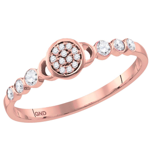 14K White Or Rose Gold Womens Round Diamond Cluster Stackable Band Ring , Womens Size: 5-10