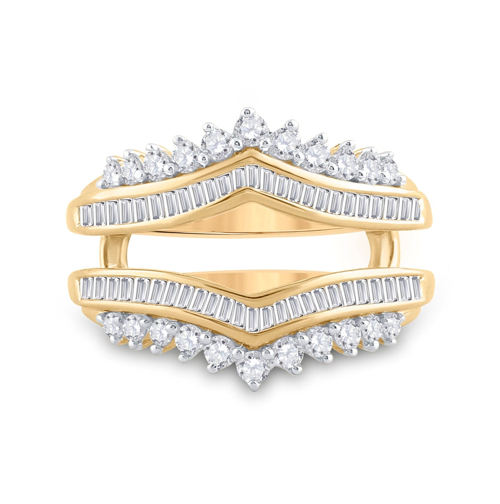 14K Yellow Gold Womens Round Diamond Wedding Wrap Ring Guard Enhancer 3/4ctw, Womens Size: 5-10