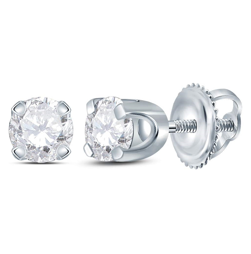 14K Yellow Or White Gold Womens Round Diamond Solitaire Earrings 1/4 Cttw