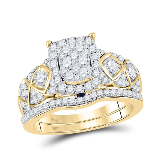 14K Yellow Or White Or Rose Gold Round Diamond Bridal Wedding Ring Band Set , Womens Size: 5-10