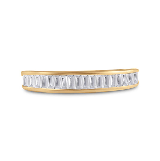 14K Yellow Gold Womens Baguette Diamond Wedding Band 1/2 Cttw, Womens Size: 5-10