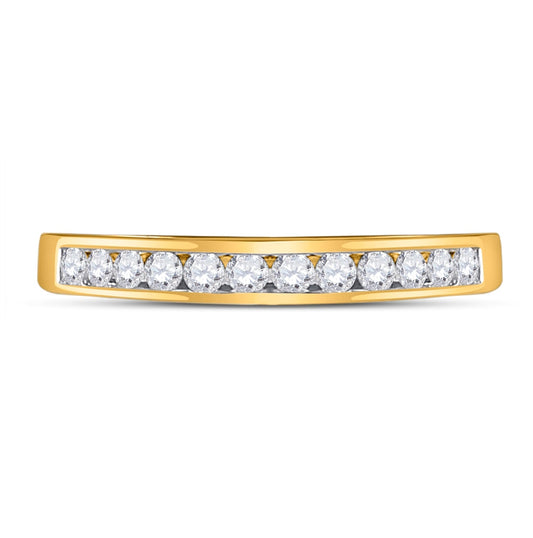 14K Yellow Gold Womens Round Channel-set Diamond Single Row Wedding Band 1/4 Cttw, Womens Size: 5-10