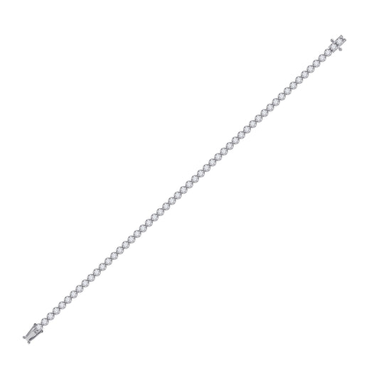 14K White Gold Womens Round Diamond Studded Tennis Bracelet 3 Cttw