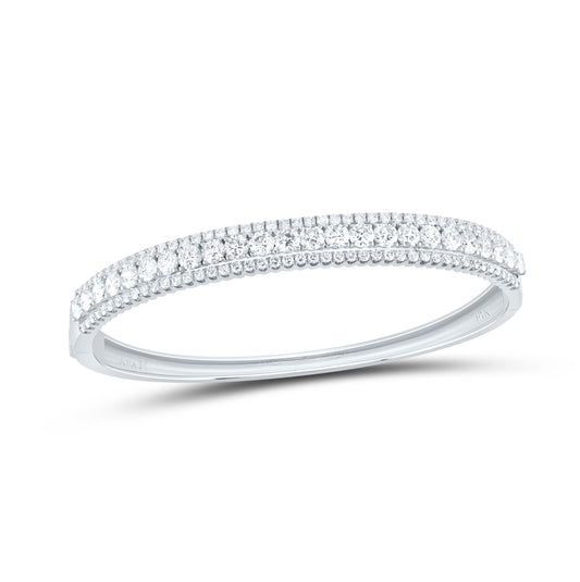 14kt White Gold Womens Round Diamond 3-row Bangle Bracelet 5.00 Cttw