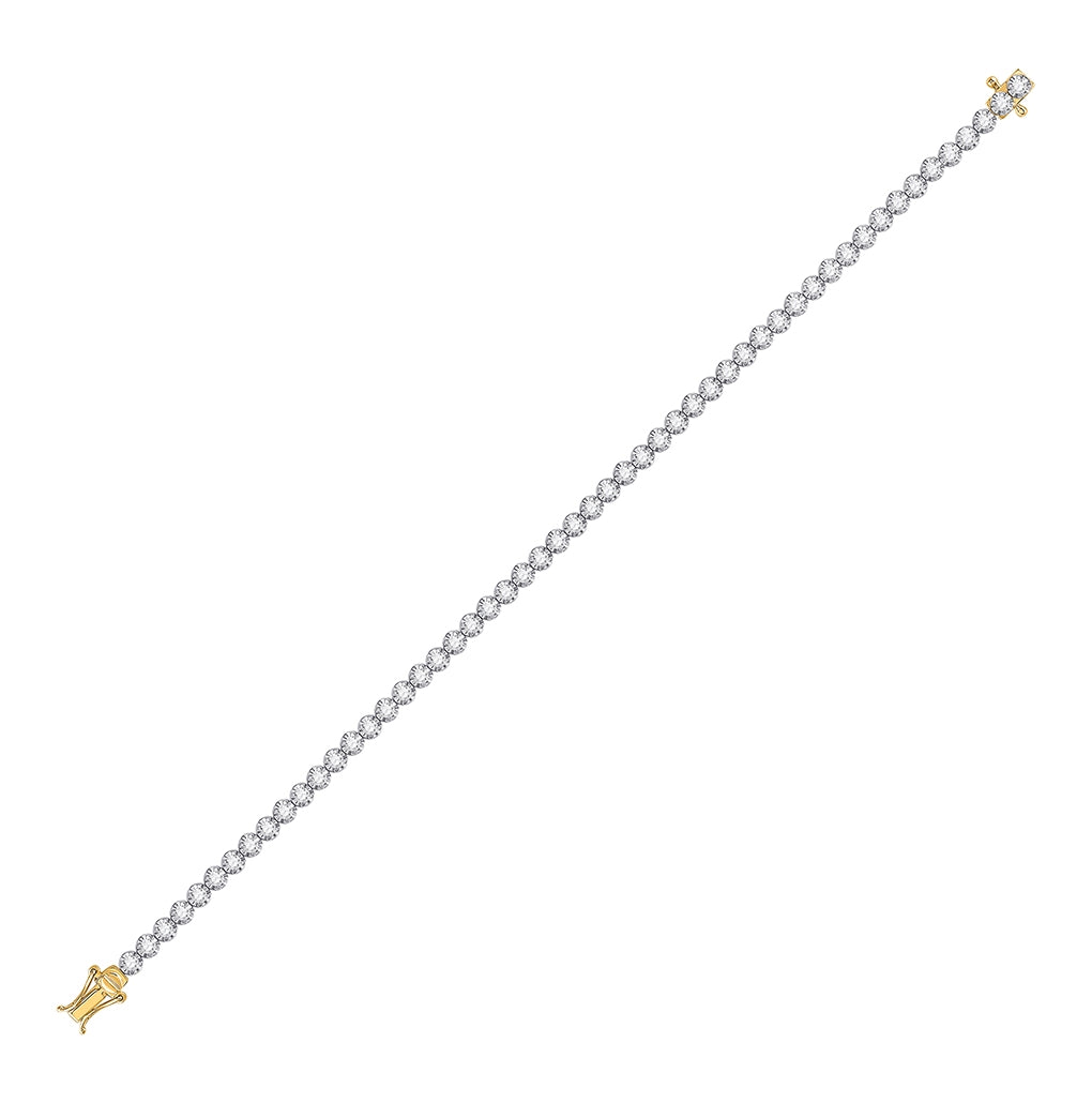 14K Yellow Gold Womens Round Diamond Studded Tennis Bracelet 1 Cttw