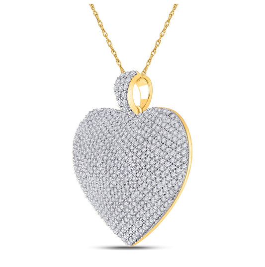 14K Yellow Gold Womens Round Diamond Charmed Heart Pendant 2 Cttw, Length: 1.14 In, Width: 1.24 In