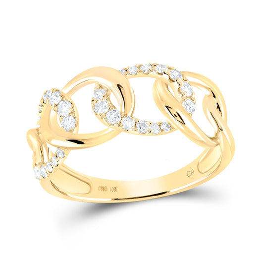 14K Yellow Or White Or Rose Gold Womens Round Diamond Curb Link Fashion Ring , Womens Size: 5-10