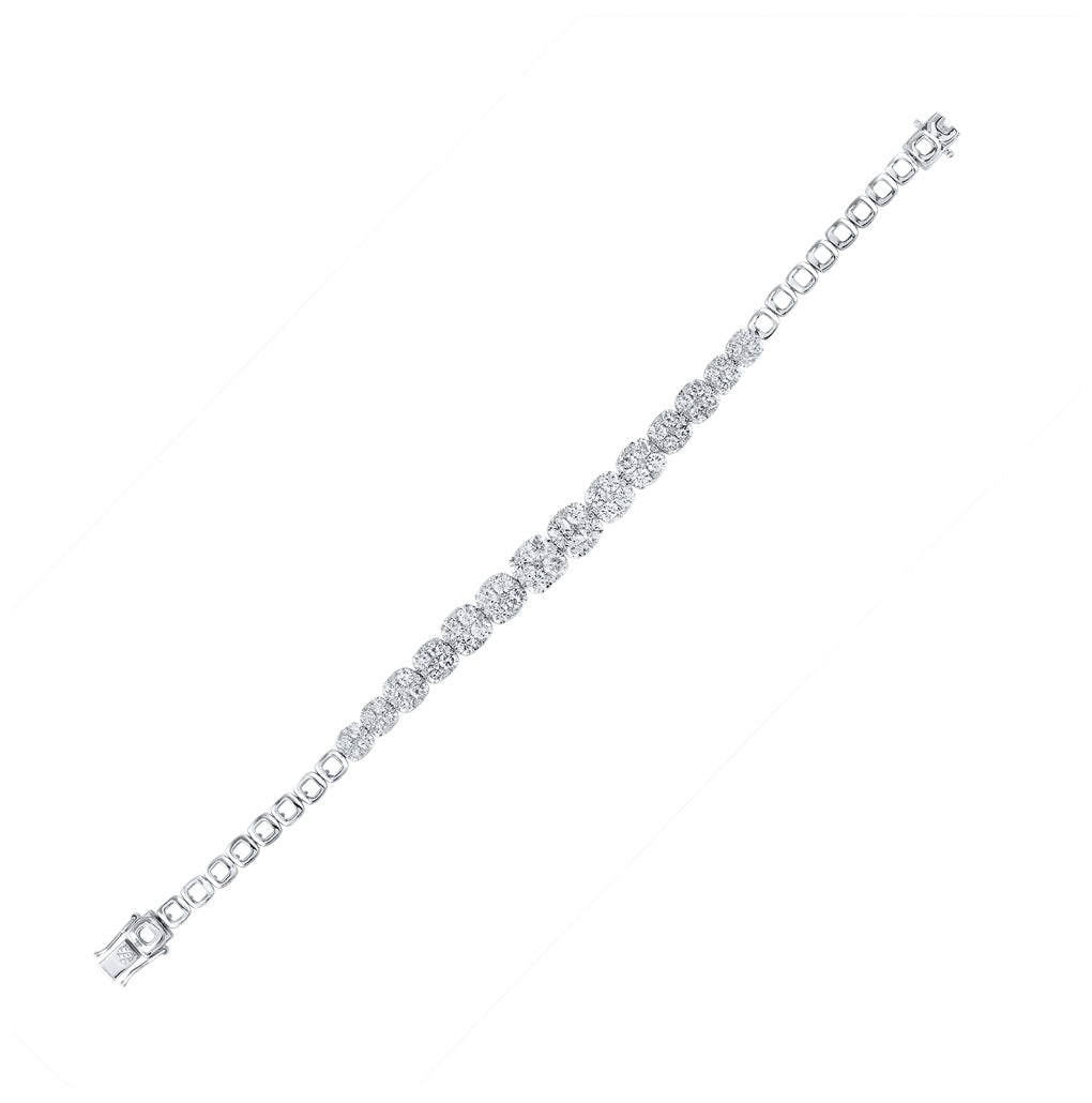 14K White Gold Womens Round Diamond Tennis Bracelet 7 Cttw