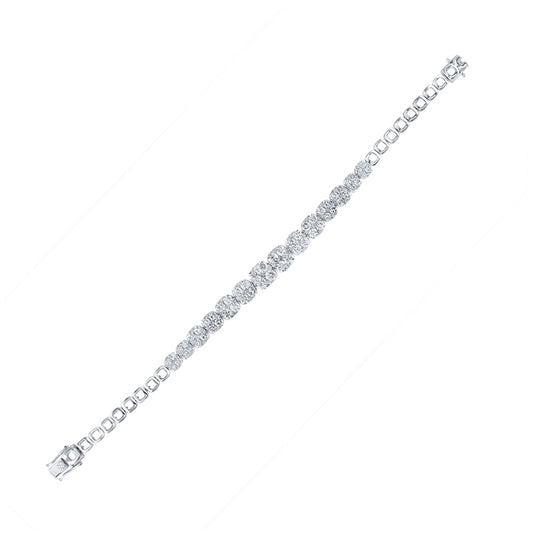 14K White Gold Womens Round Diamond Tennis Bracelet 7 Cttw