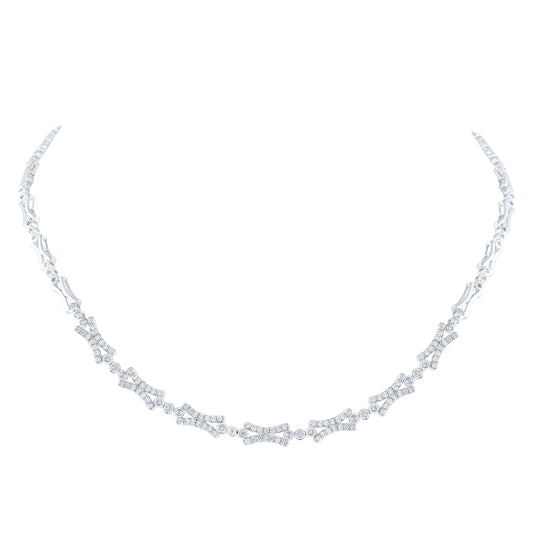 14kt White Gold Womens Round Diamond Cocktail Necklace 1-1/2 Cttw