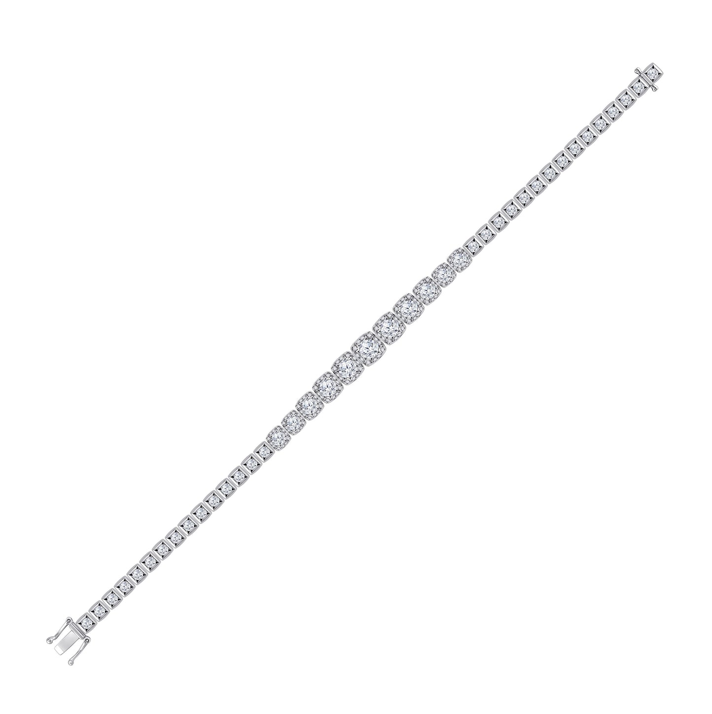 14K White Gold Womens Round Diamond Tennis Bracelet 3-3/4 Cttw