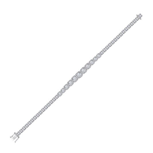 14K White Gold Womens Round Diamond Tennis Bracelet 3-3/4 Cttw