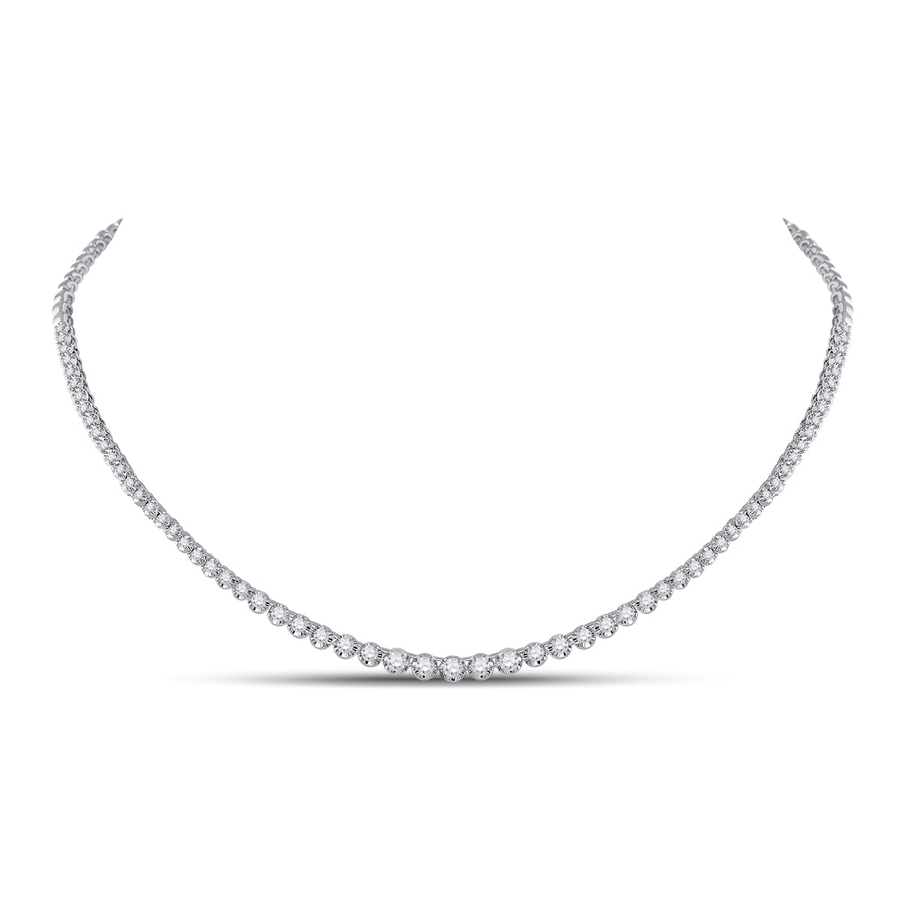 14kt White Gold Womens Round Diamond Graduated Tennis Necklace 2.00 Cttw