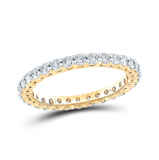 14K Yellow Gold Womens Round Diamond Eternity Wedding Band 1 Cttw, Womens Size: 5-10