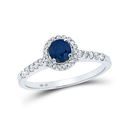 10K White Gold Womens Round Blue Color Enhanced Diamond Solitaire Ring 3/4 Cttw, Womens Size: 5-10