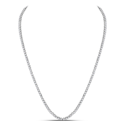 10K White Gold Mens Round Diamond 22-inch Tennis Chain Necklace 10 Cttw, Length: 22.01 In, Width: 0.1 In