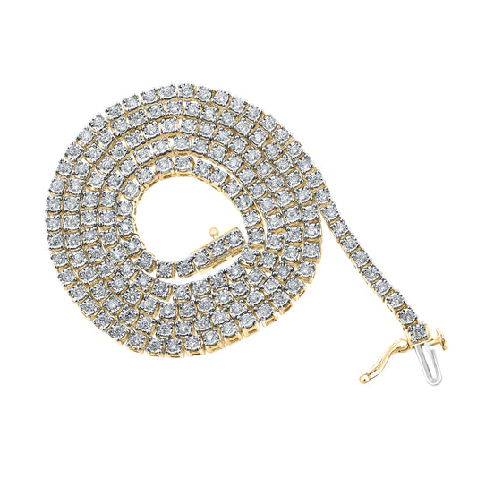 10K Yellow Or White Or Rose Gold Mens Round Diamond 20-inch Link Chain Necklace