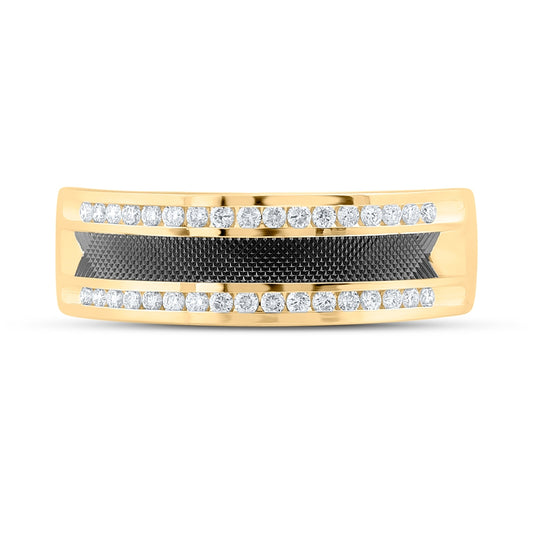 14K Yellow Gold Men's Round Diamond Wedding Band Ring 1/4ctw, Men's Size: 7-13